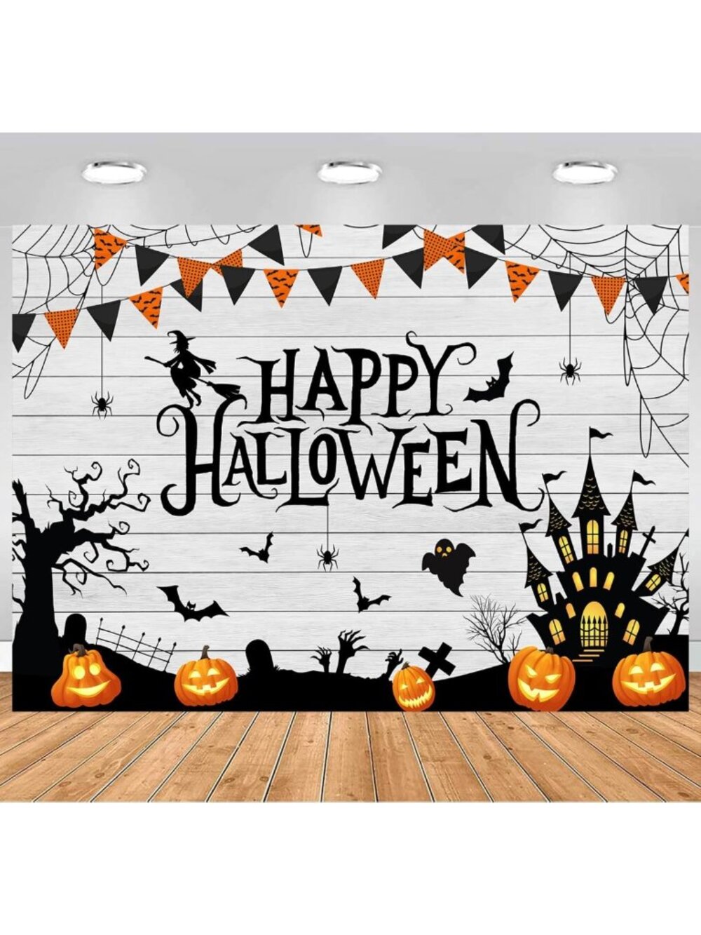 10x8ft Halloween Backdrop - Spooky Pumpkin, Ghost & Castle Decor for Parties